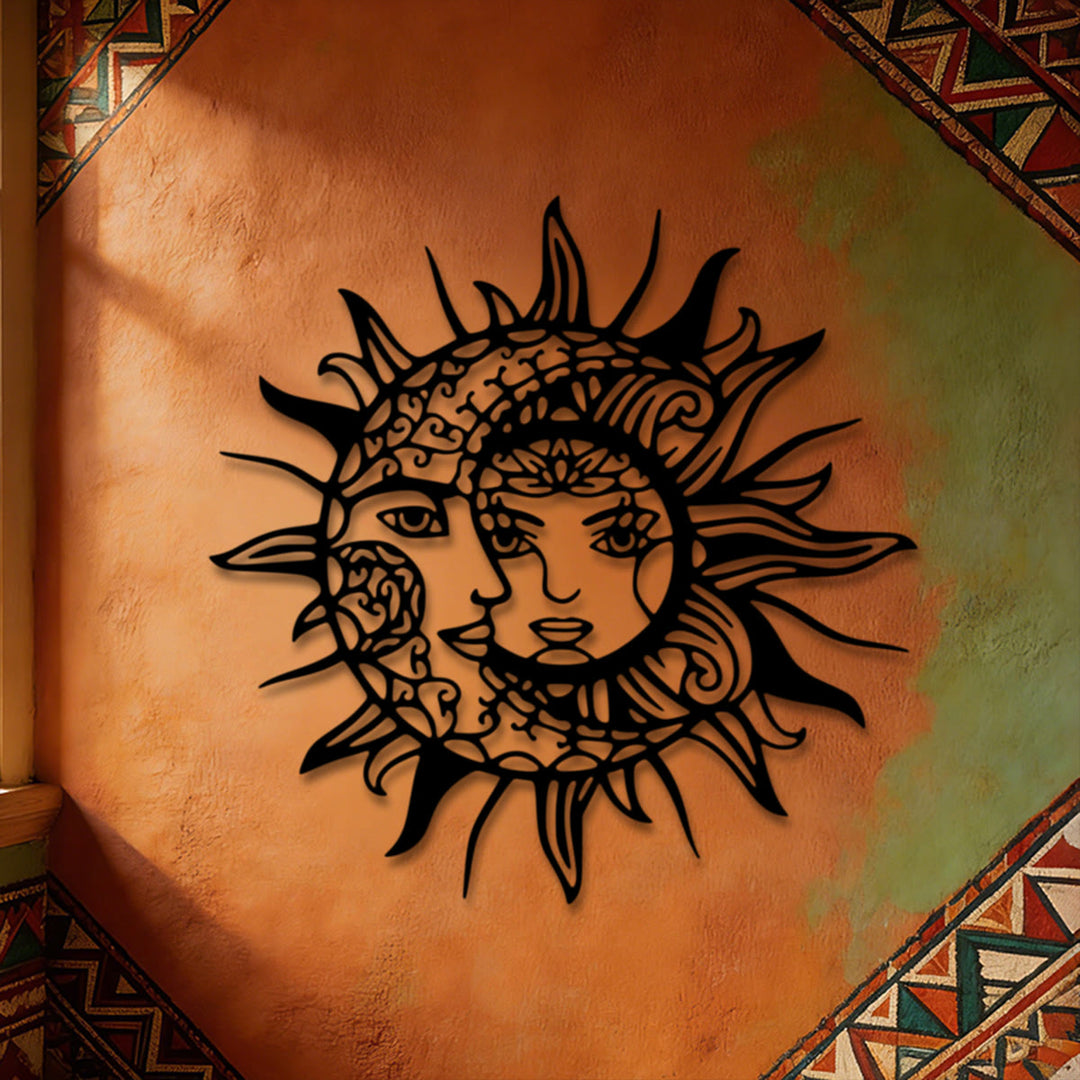 Decorazione da parete in metallo 2D Olivenorma Boho con sole e luna - image 4