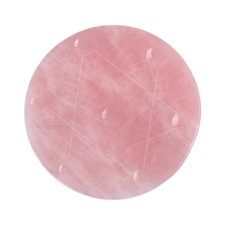 Piastra di ricarica in selenita naturale Olivenorma con Stella di David incisa. - Quarzo rosa - 12*12*1 cm / 4,72*4,72*0,4 pollici - image 3