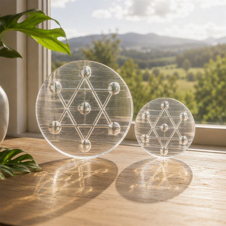 Piastra di ricarica in selenite incisa con griglia a sette stelle Olivenorma - image 6