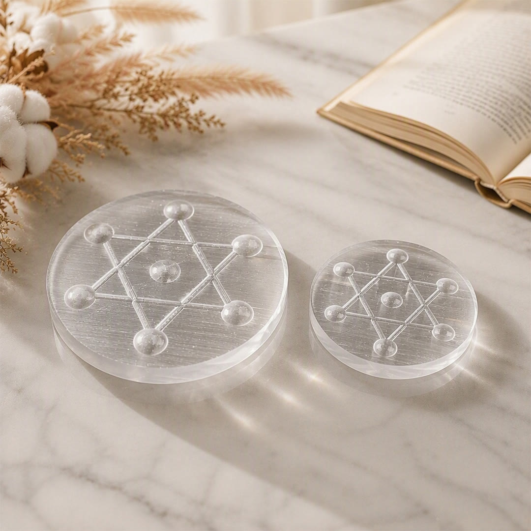 Piastra di ricarica in selenite incisa con griglia a sette stelle Olivenorma - image 7