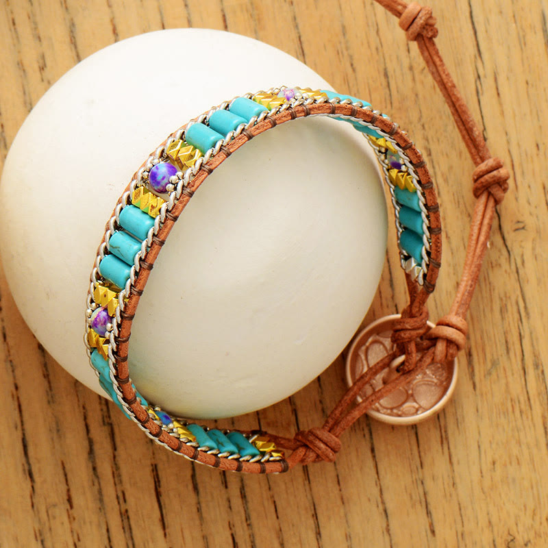 Bracciale Olivenorma turchese con design intrecciato in stile boho e simbolo di vitalità - image 3