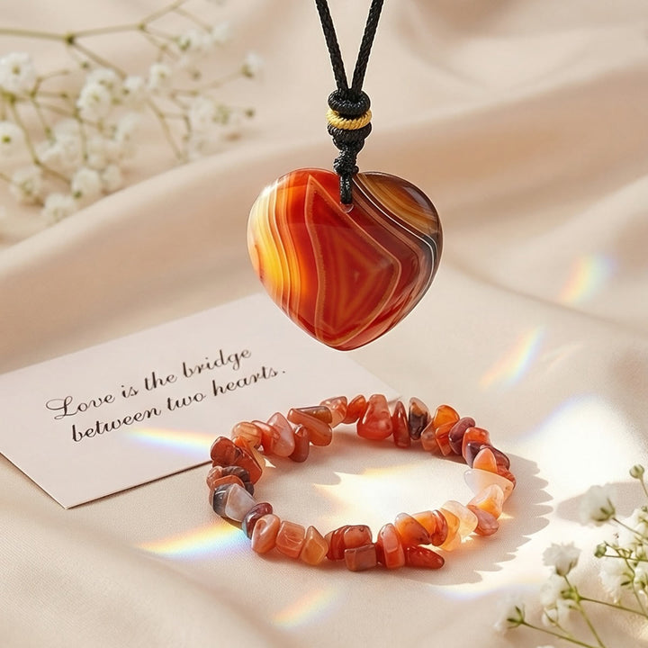 Bracciale Olivenorma con ciondolo a forma di cuore in cristallo e simbolo d'amore - Agata rossa - image 15