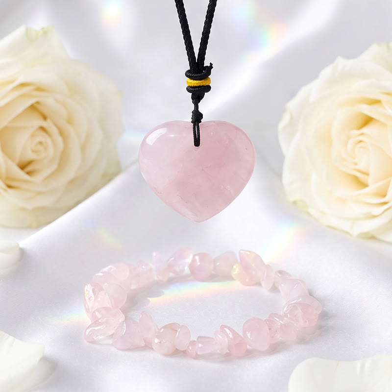 Bracciale Olivenorma con ciondolo a forma di cuore in cristallo e simbolo d'amore - Quarzo rosa - image 13