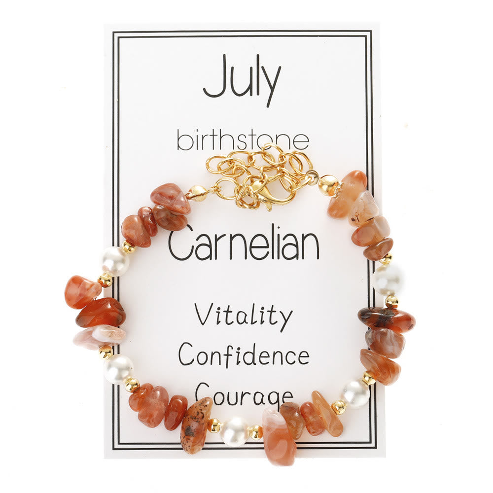 Bracciale Olivenorma con ciondolo in cristallo, pietra portafortuna del mese e design con simbolo di calma - Agata rossa - image 13