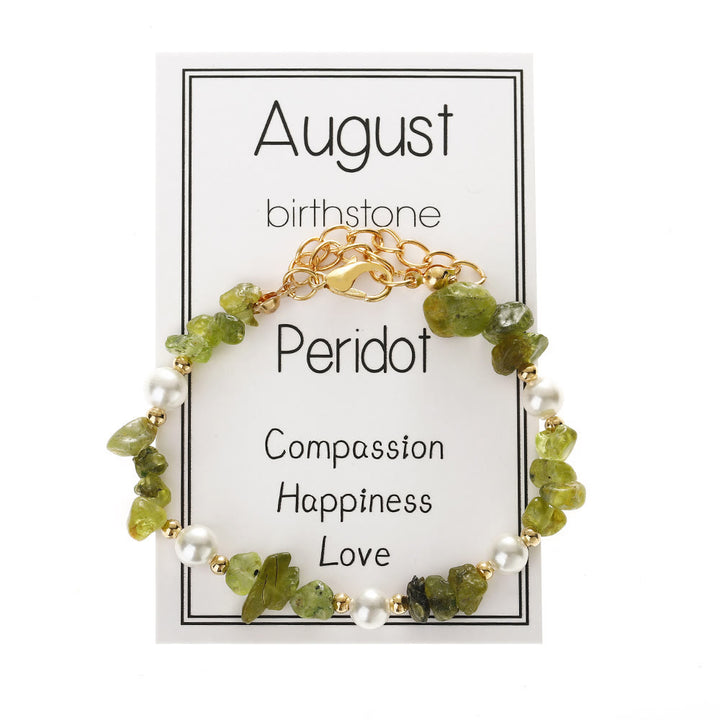 Bracciale Olivenorma con ciondolo in cristallo, pietra portafortuna del mese e design con simbolo di calma - Peridoto - image 15