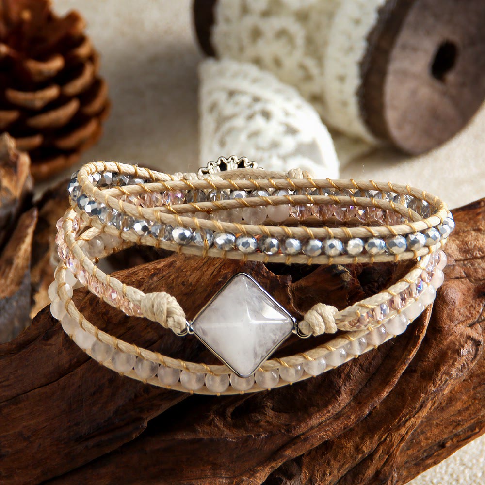 Bracciale avvolgente intrecciato a mano Olivenorma con simbolo energetico e magnete occhio di tigre naturale. - image 5