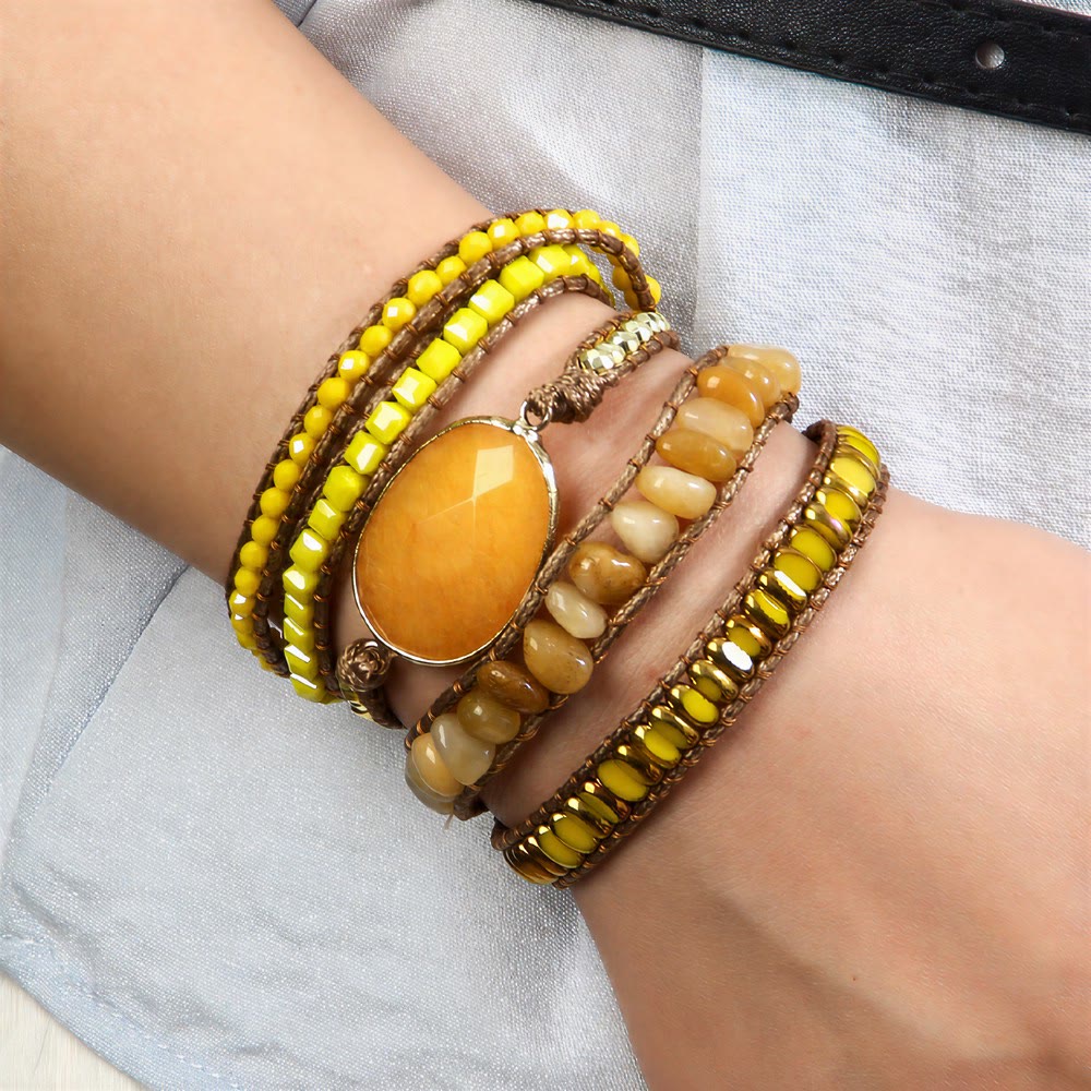 Bracciale Olivenorma in ematite a più file, intrecciato a mano, stile boho casual con simbolo di equilibrio. - image 6