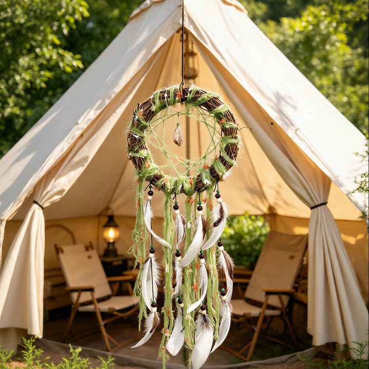 Acchiappasogni con cordino decorato con perline e ramoscelli di legno Olivenorma, simbolo boho della natura. - image 3