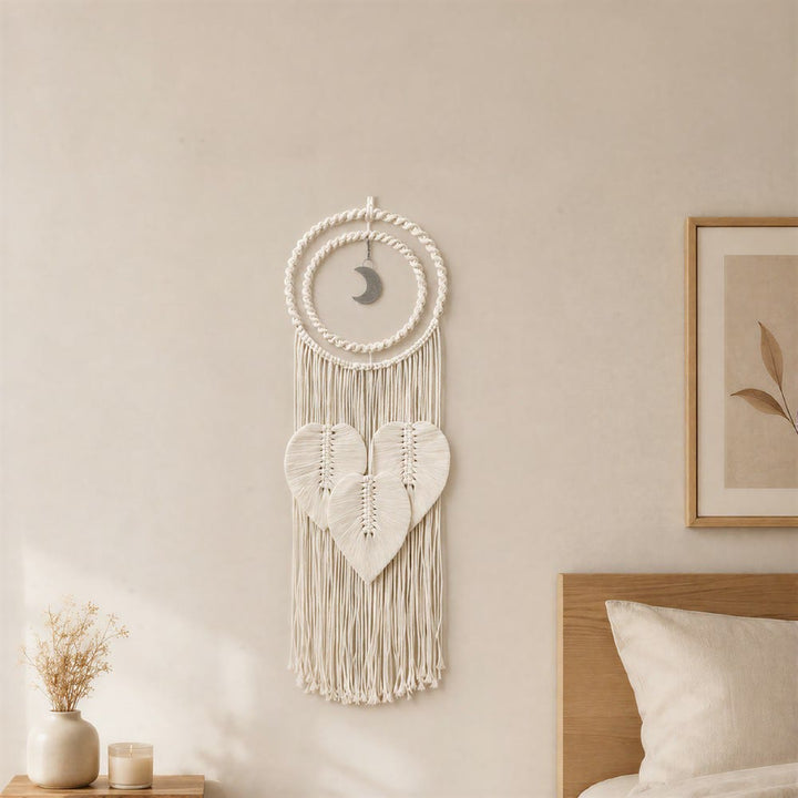 Ciondolo a forma di luna in macramè con cordino di cotone Olivenorma, acchiappasogni con simbolo di serenità realizzato a mano. - image 4