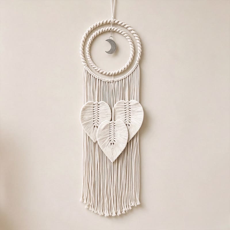 Ciondolo a forma di luna in macramè con cordino di cotone Olivenorma, acchiappasogni con simbolo di serenità realizzato a mano. - corda di cotone - image 0