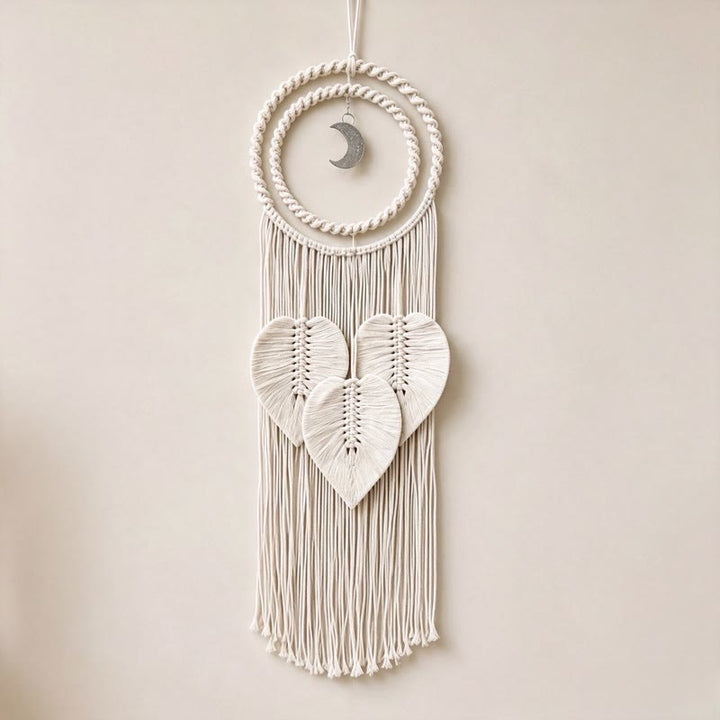 Ciondolo a forma di luna in macramè con cordino di cotone Olivenorma, acchiappasogni con simbolo di serenità realizzato a mano. - corda di cotone - image 0