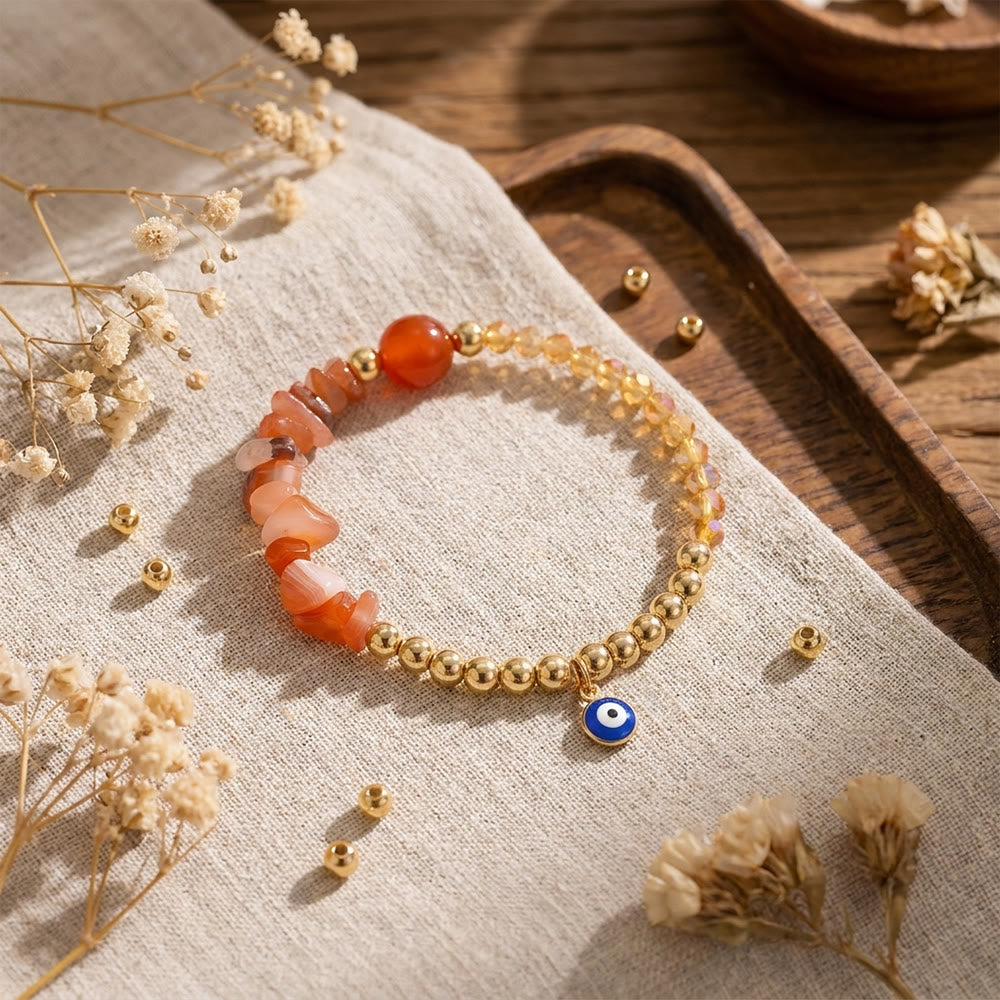 Bracciale Olivenorma con ciondolo a forma di occhio di Allah e cristalli. - Agata rossa - image 13
