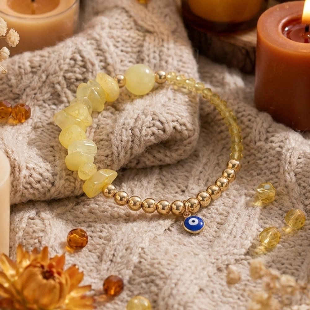Bracciale Olivenorma con ciondolo a forma di occhio di Allah e cristalli. - Citrino - image 21
