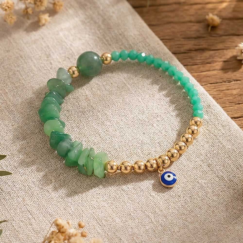 Bracciale Olivenorma con ciondolo a forma di occhio di Allah e cristalli. - Avventurina verde - image 41