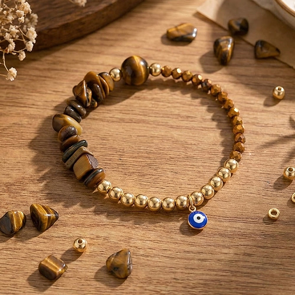 Bracciale Olivenorma con ciondolo a forma di occhio di Allah e cristalli. - Occhio di tigre - image 45