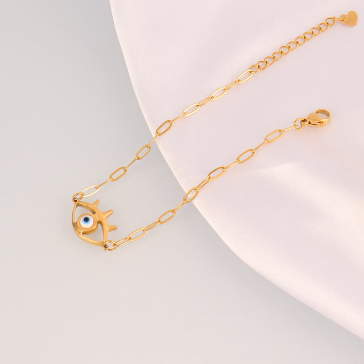 Bracciale Olivenorma in acciaio inossidabile con ciondolo a forma di occhio di Allah e simbolo di protezione. - Ciondolo a forma di occhio cavo - image 9