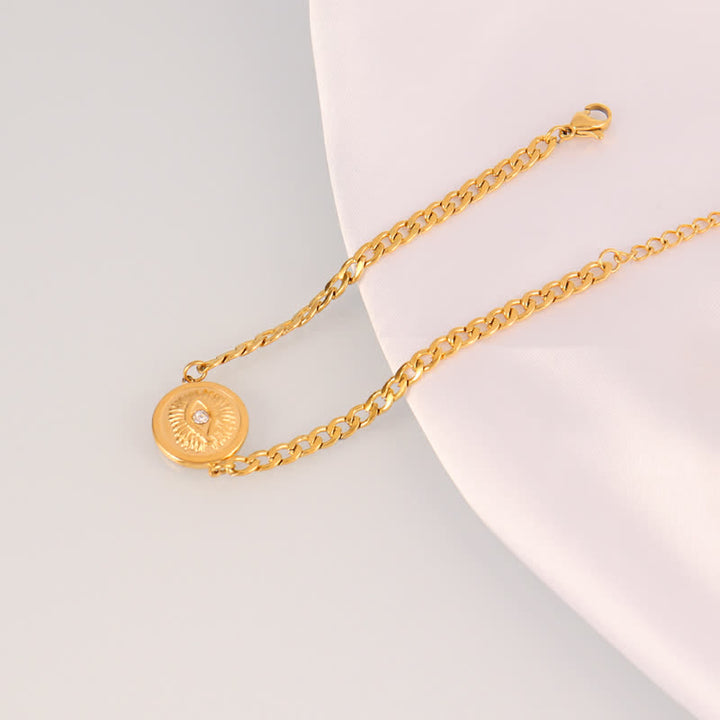Bracciale Olivenorma in acciaio inossidabile con ciondolo a forma di occhio di Allah e simbolo di protezione. - Medaglione con occhio rotondo - image 17