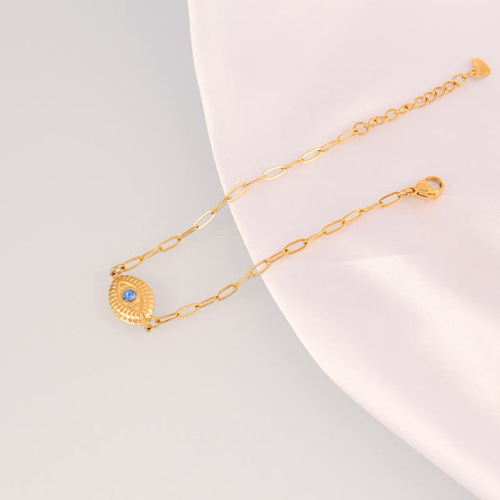 Bracciale Olivenorma in acciaio inossidabile con ciondolo a forma di occhio di Allah e simbolo di protezione. - Occhio di cristallo blu - image 13