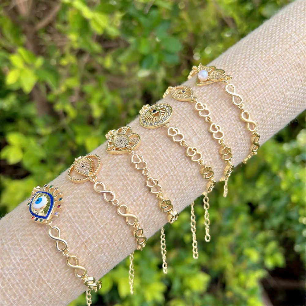 Bracciale Olivenorma in rame con ciondolo a forma di occhio di Allah e simbolo di protezione. - image 1