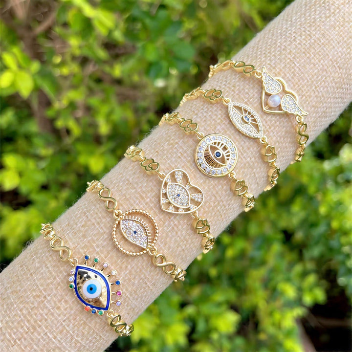 Bracciale Olivenorma in rame con ciondolo a forma di occhio di Allah e simbolo di protezione. - image 0