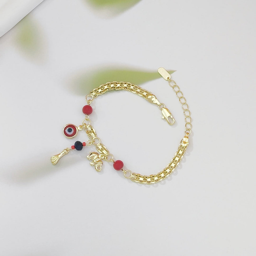 Bracciale Olivenorma in rame con ciondolo a forma di elefante e occhio di Allah, simbolo di benedizione e protezione. - image 3
