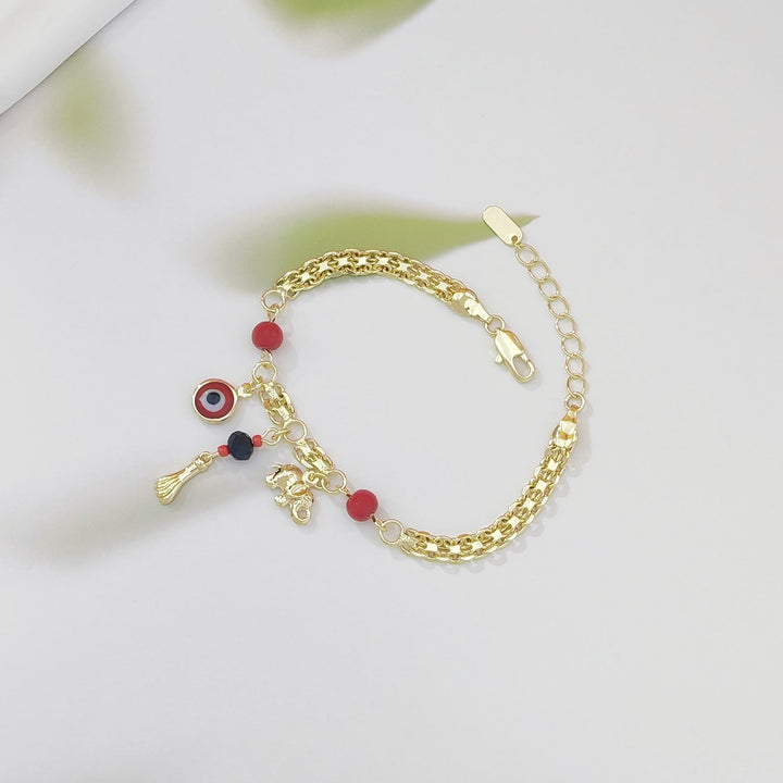 Bracciale Olivenorma in rame con ciondolo a forma di elefante e occhio di Allah, simbolo di benedizione e protezione. - image 3