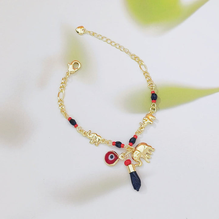 Bracciale Olivenorma con ciondolo a forma di occhio di Allah in perline di rame e simbolo di protezione. - Per bambini - image 1