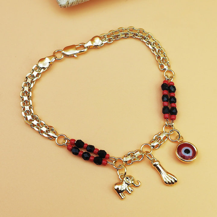 Bracciale Olivenorma in rame con perline miste e ciondoli multipli, simbolo di benedizione. - image 1