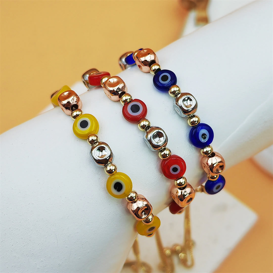 Bracciale Olivenorma in rame con perline colorate a forma di occhio di Allah e simbolo di benedizione. - image 6