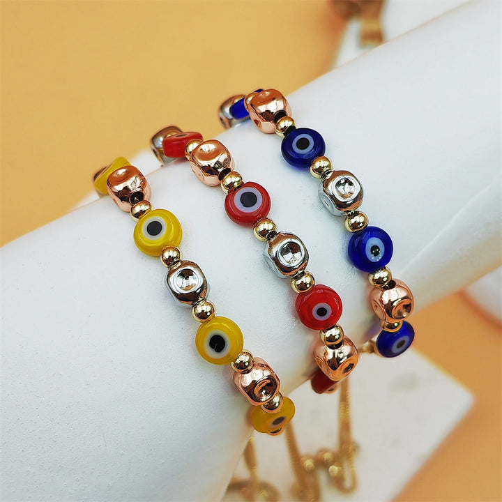 Bracciale Olivenorma in rame con perline colorate a forma di occhio di Allah e simbolo di benedizione. - image 6