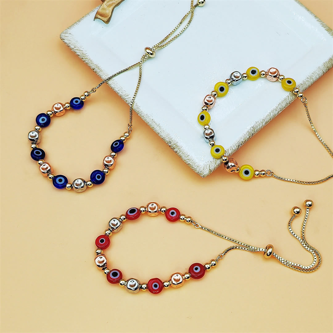 Bracciale Olivenorma in rame con perline colorate a forma di occhio di Allah e simbolo di benedizione. - image 8