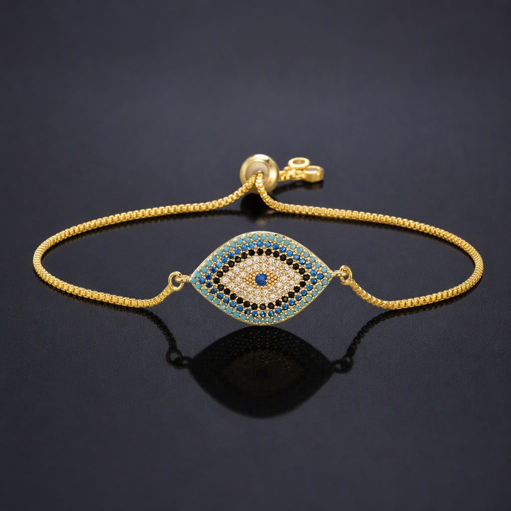 Bracciale Olivenorma in rame con intarsio a forma di occhio di Allah e simbolo di protezione. - G - image 7