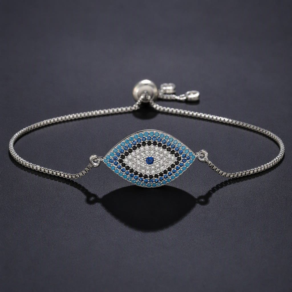 Bracciale Olivenorma in rame con intarsio a forma di occhio di Allah e simbolo di protezione. - E - image 5