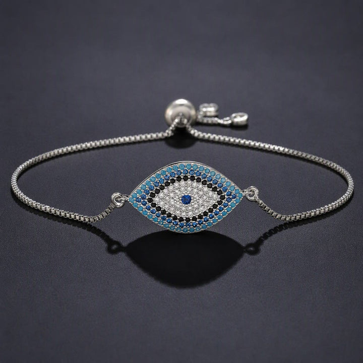 Bracciale Olivenorma in rame con intarsio a forma di occhio di Allah e simbolo di protezione. - E - image 5