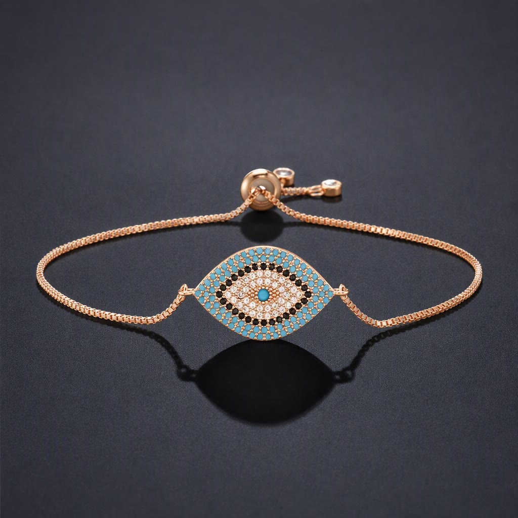 Bracciale Olivenorma in rame con intarsio a forma di occhio di Allah e simbolo di protezione. - D - image 4