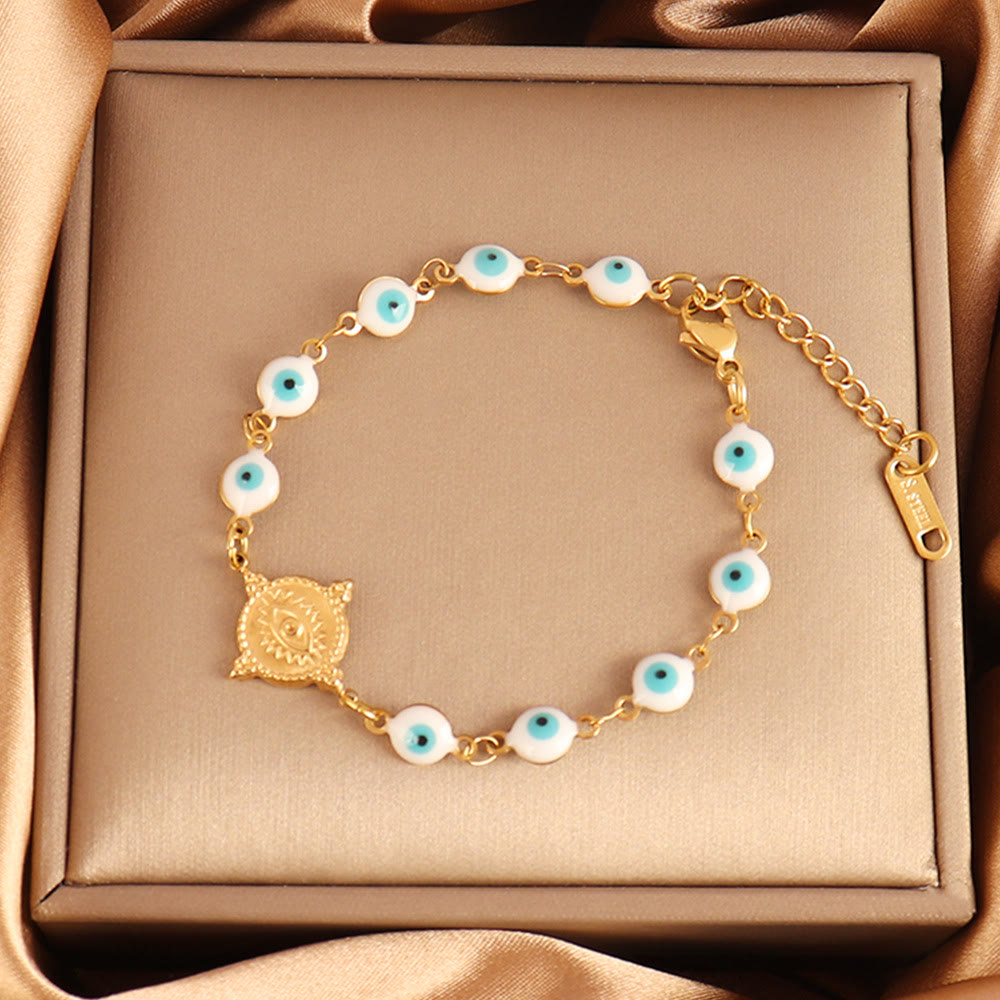Bracciale Olivenorma in acciaio inossidabile con perline multiple e design a occhio di Allah, simbolo di fortuna. - Occhio malvagio di Square Tag - image 8