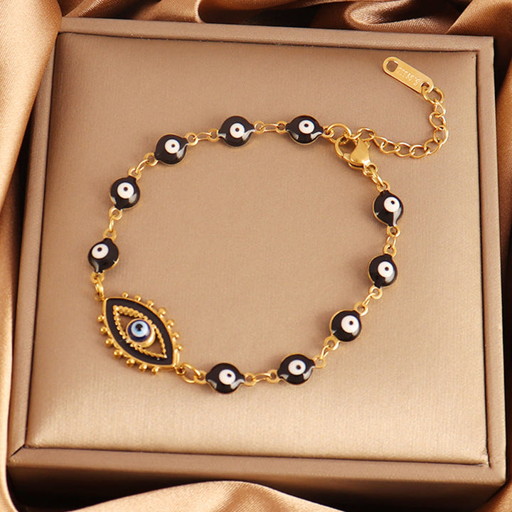 Bracciale Olivenorma in acciaio inossidabile con perline multiple e design a occhio di Allah, simbolo di fortuna. - Occhio di Allah con perline nere - image 12