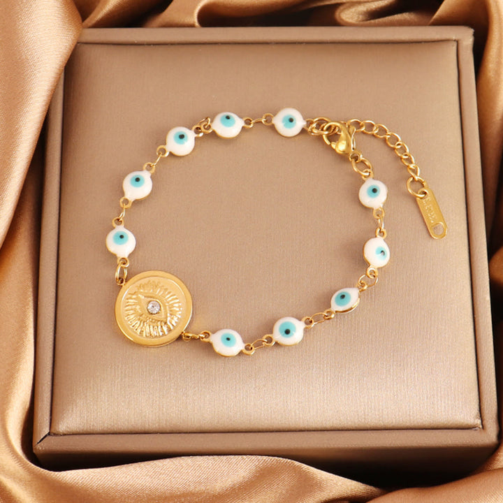 Bracciale Olivenorma in acciaio inossidabile con perline multiple e design a occhio di Allah, simbolo di fortuna. - Moneta, medaglione, occhio malvagio - image 7