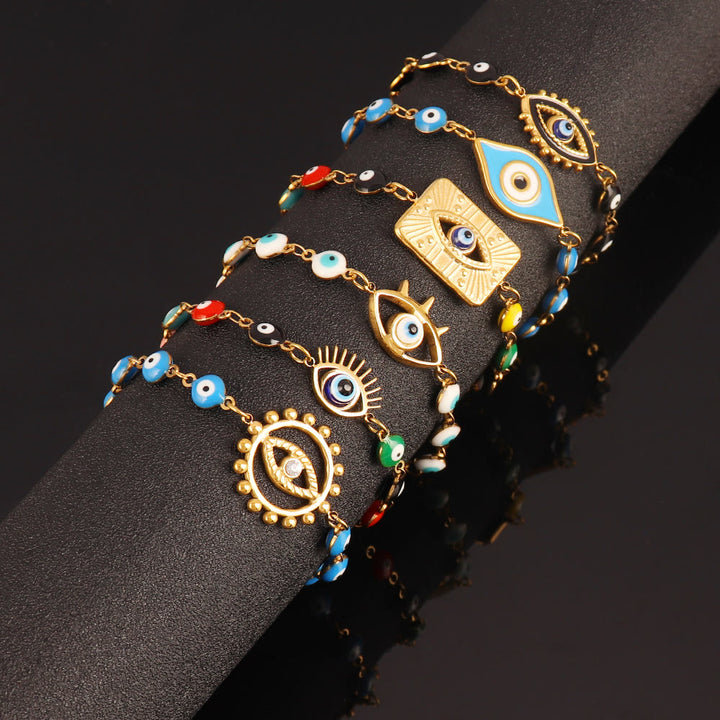 Bracciale Olivenorma in acciaio inossidabile con perline multiple e design a occhio di Allah, simbolo di fortuna. - image 3