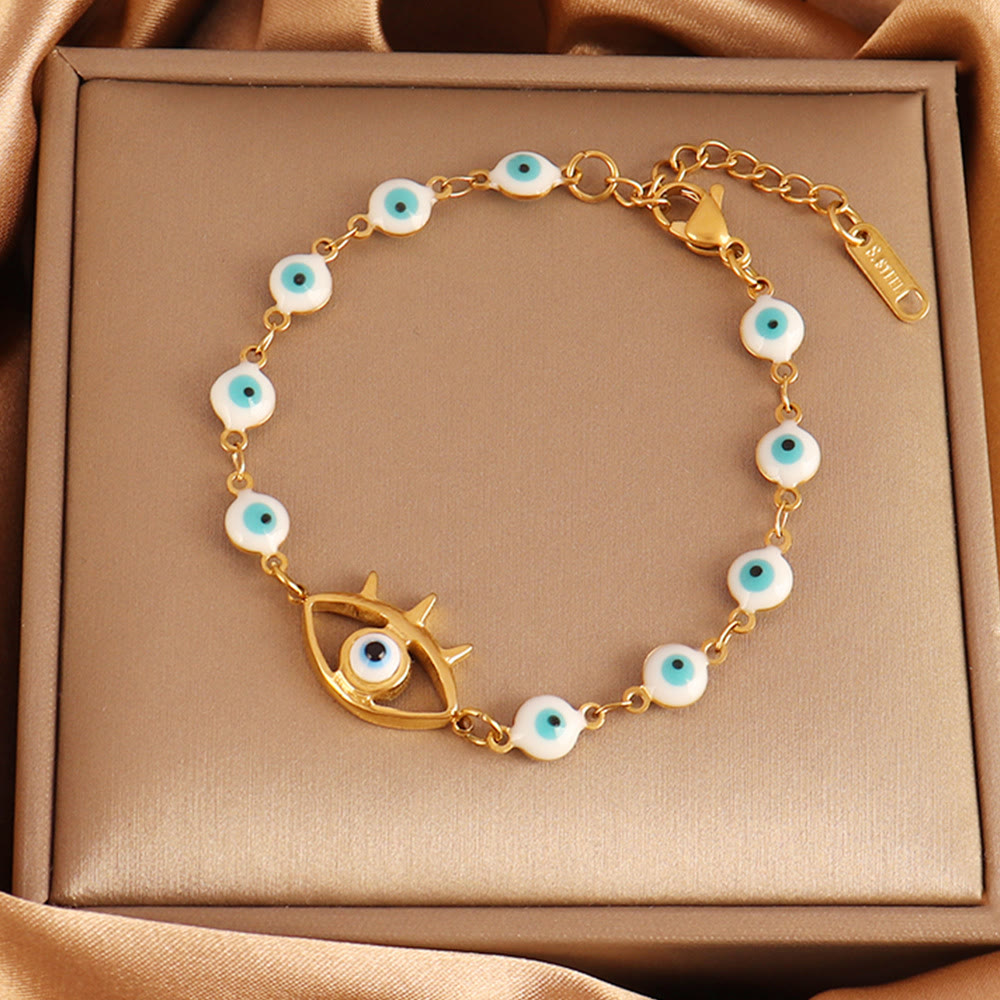 Bracciale Olivenorma in acciaio inossidabile con perline multiple e design a occhio di Allah, simbolo di fortuna. - Ciondolo del Sole Occhio di Malocchio - image 5