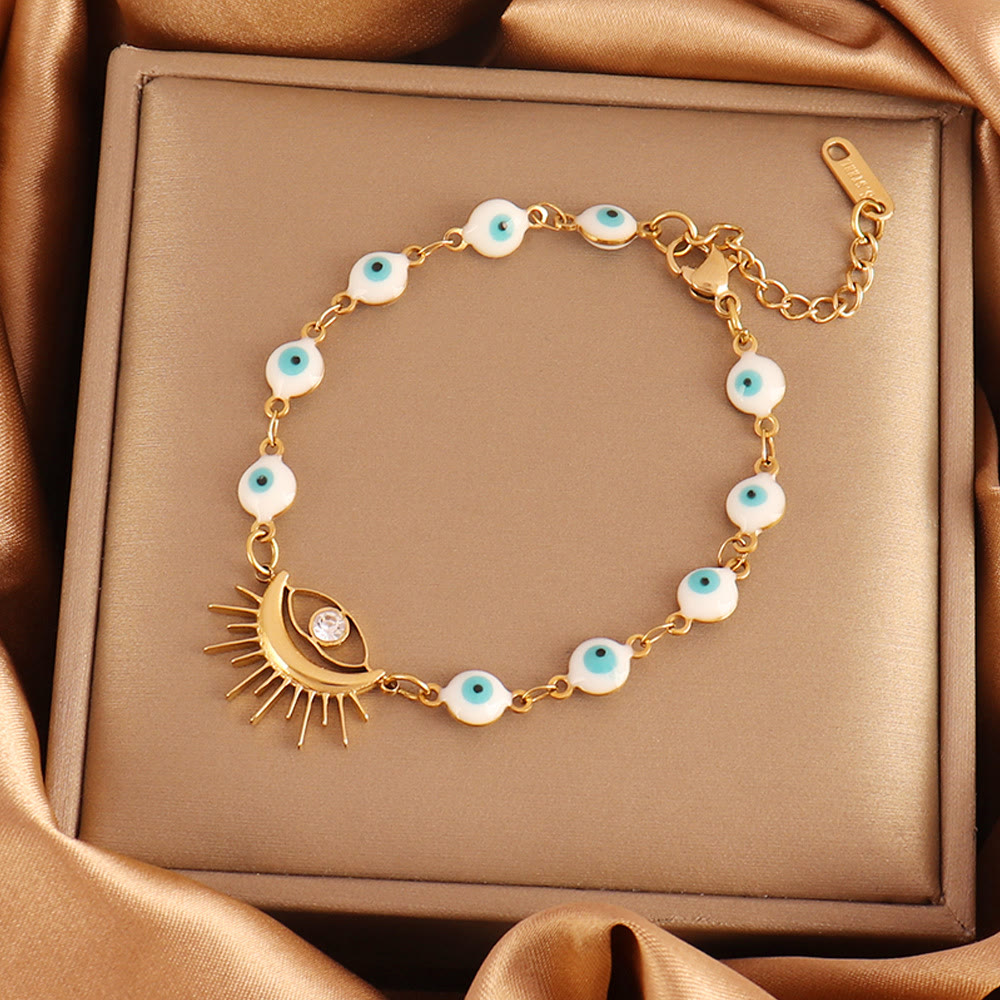 Bracciale Olivenorma in acciaio inossidabile con perline multiple e design a occhio di Allah, simbolo di fortuna. - Occhio di Allah Ray-Ornament - image 6