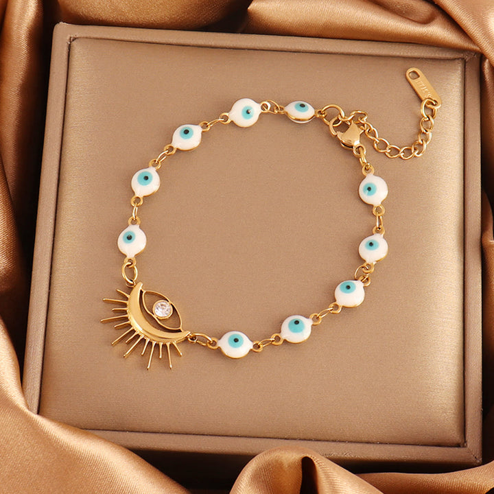Bracciale Olivenorma in acciaio inossidabile con perline multiple e design a occhio di Allah, simbolo di fortuna. - Occhio di Allah Ray-Ornament - image 6