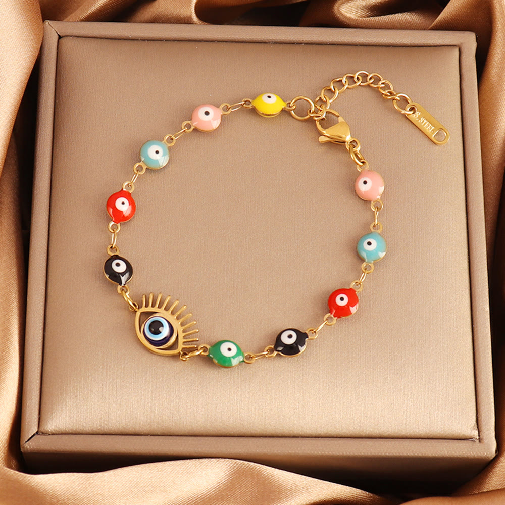 Bracciale Olivenorma in acciaio inossidabile con perline multiple e design a occhio di Allah, simbolo di fortuna. - Occhio di Allah con perline di diverse tonalità - image 9