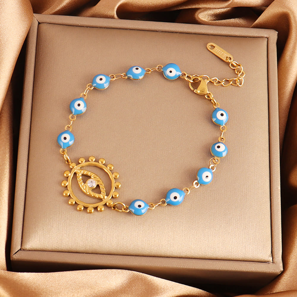 Bracciale Olivenorma in acciaio inossidabile con perline multiple e design a occhio di Allah, simbolo di fortuna. - Ingranaggio solare, perla blu, occhio malvagio - image 16