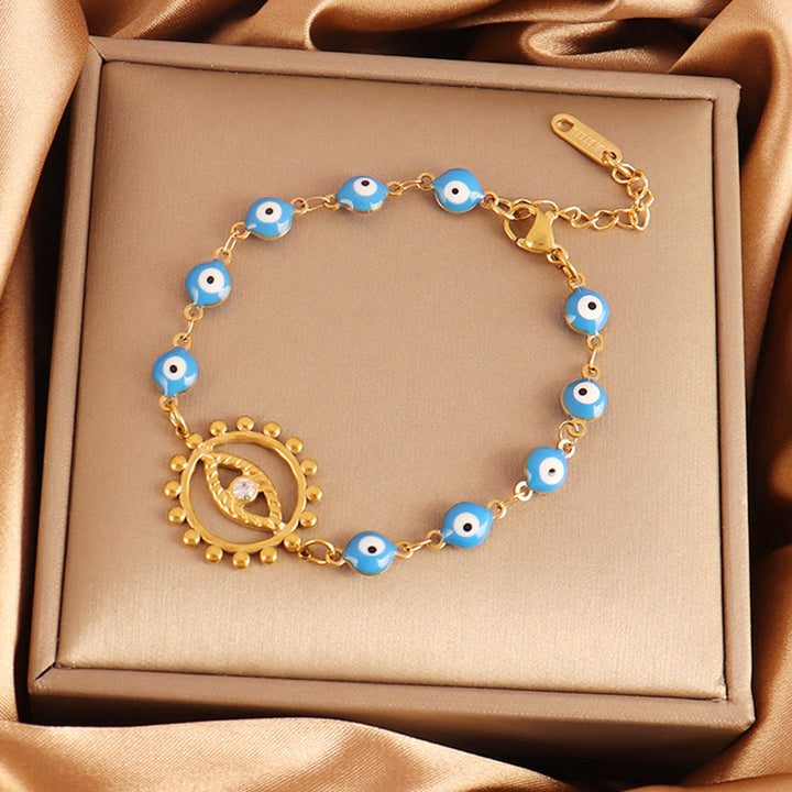 Bracciale Olivenorma in acciaio inossidabile con perline multiple e design a occhio di Allah, simbolo di fortuna. - Ingranaggio solare, perla blu, occhio malvagio - image 16