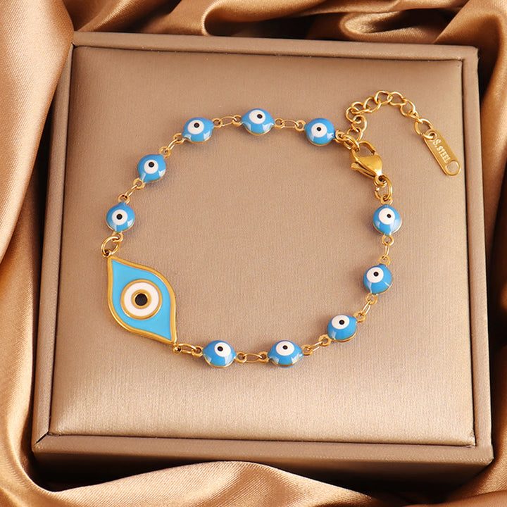 Bracciale Olivenorma in acciaio inossidabile con perline multiple e design a occhio di Allah, simbolo di fortuna. - Occhio di Allah con perline blu a forma di occhio - image 15