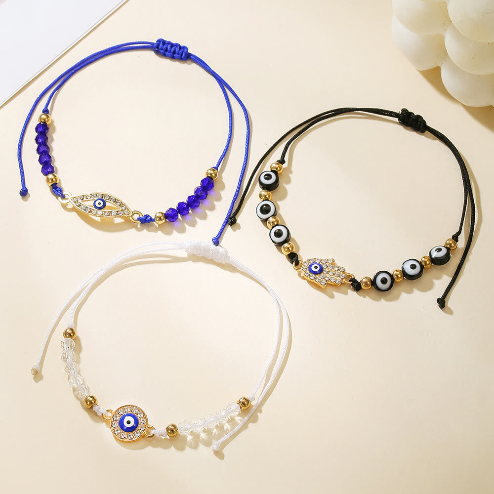 Bracciale Olivenorma in rame con ciondolo a forma multipla di occhio di Allah e simbolo di protezione. - image 1
