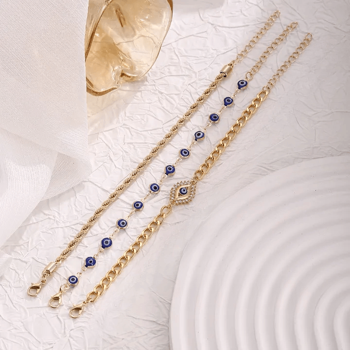 Bracciale Olivenorma in lega con ciondolo a forma di occhio di Allah e strass, simbolo di benedizione. - image 2