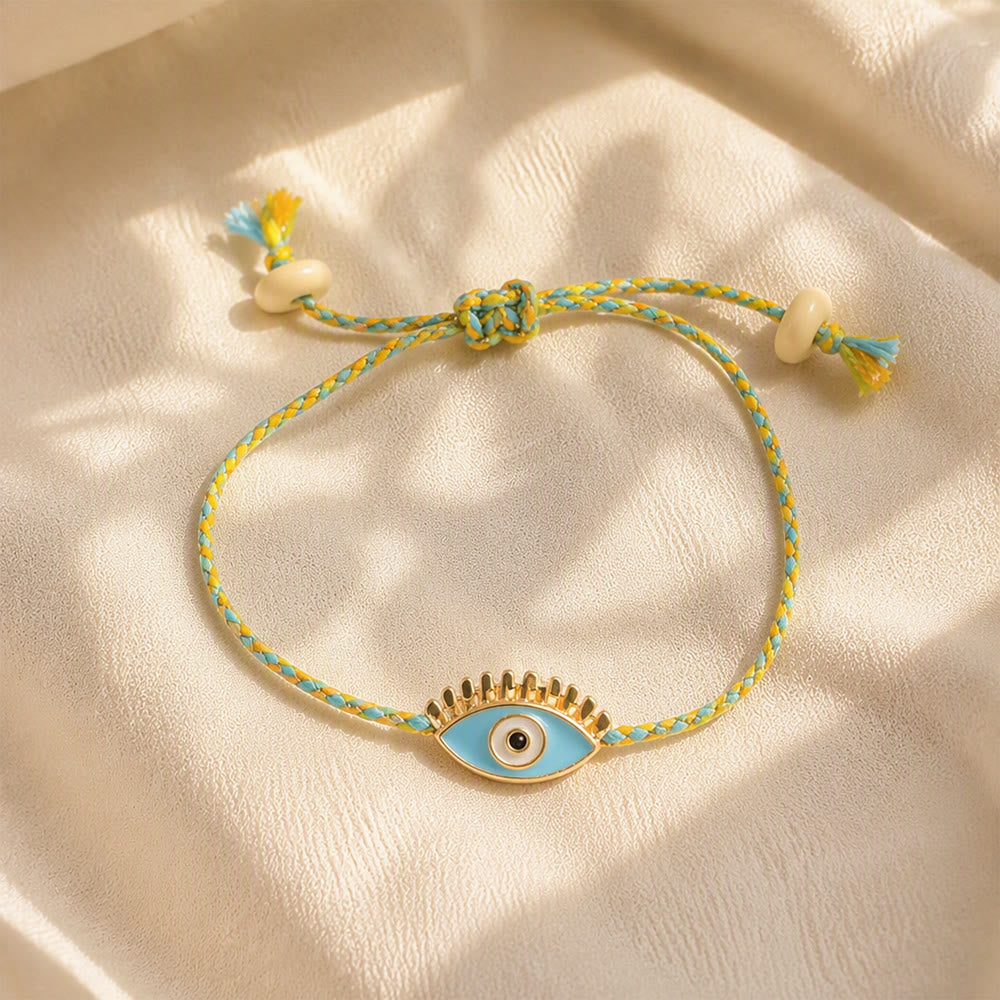 Bracciale Olivenorma in lega con nappa colorata a forma di occhio di Allah e simbolo di benedizione. - Blu - image 8