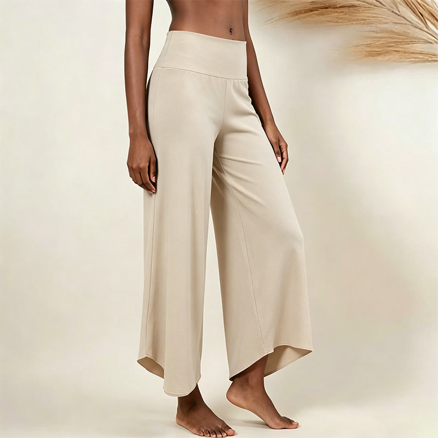 Pantaloni da yoga cropped a vita alta Olivenorma, tinta unita, elasticizzati, ideali per l'attività sportiva e il tempo libero, modello a zampa d'elefante da donna. - Albicocca - L - image 3